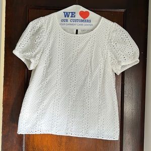 J.Crew Factory eyelet puff sleeve blouse sz medium